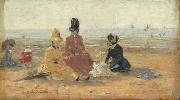 Eugene Boudin On the Beach, oil on canvas